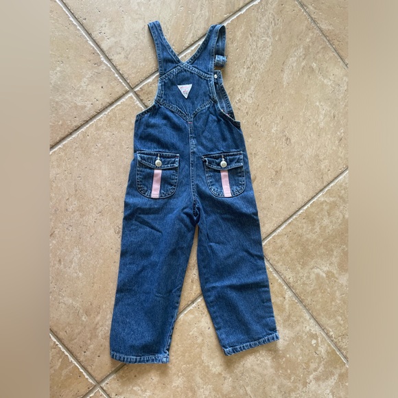 Vintage Girls Genuine Kids Oshkosh Denim Overalls with Embroidered Flowers - Picture 9 of 11